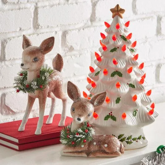 Retro Deer with Wreath - Standing