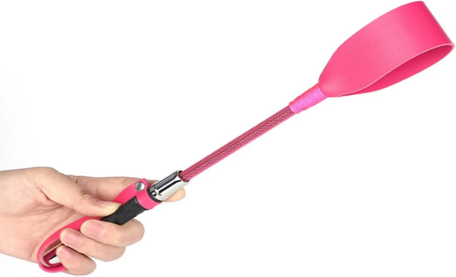 Riding Crop Equestrian PU Leather Whip Soft Double Patting Surface Bind and Strengthen More Durable Horse Whip with Lanyard Clap Louder But No Damage