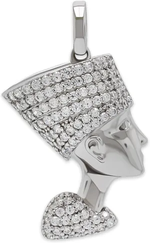 Silver Egyptian Nefertiti Pendant with Cubic Zirconia Stones - 925 Sterling Silver - Nefertiti Jewelry - Egyptian Charm - Queen Pendant