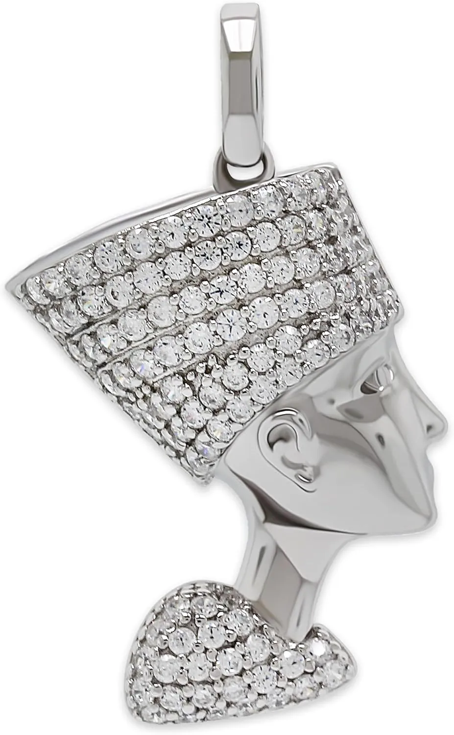 Silver Egyptian Nefertiti Pendant with Cubic Zirconia Stones - 925 Sterling Silver - Nefertiti Jewelry - Egyptian Charm - Queen Pendant