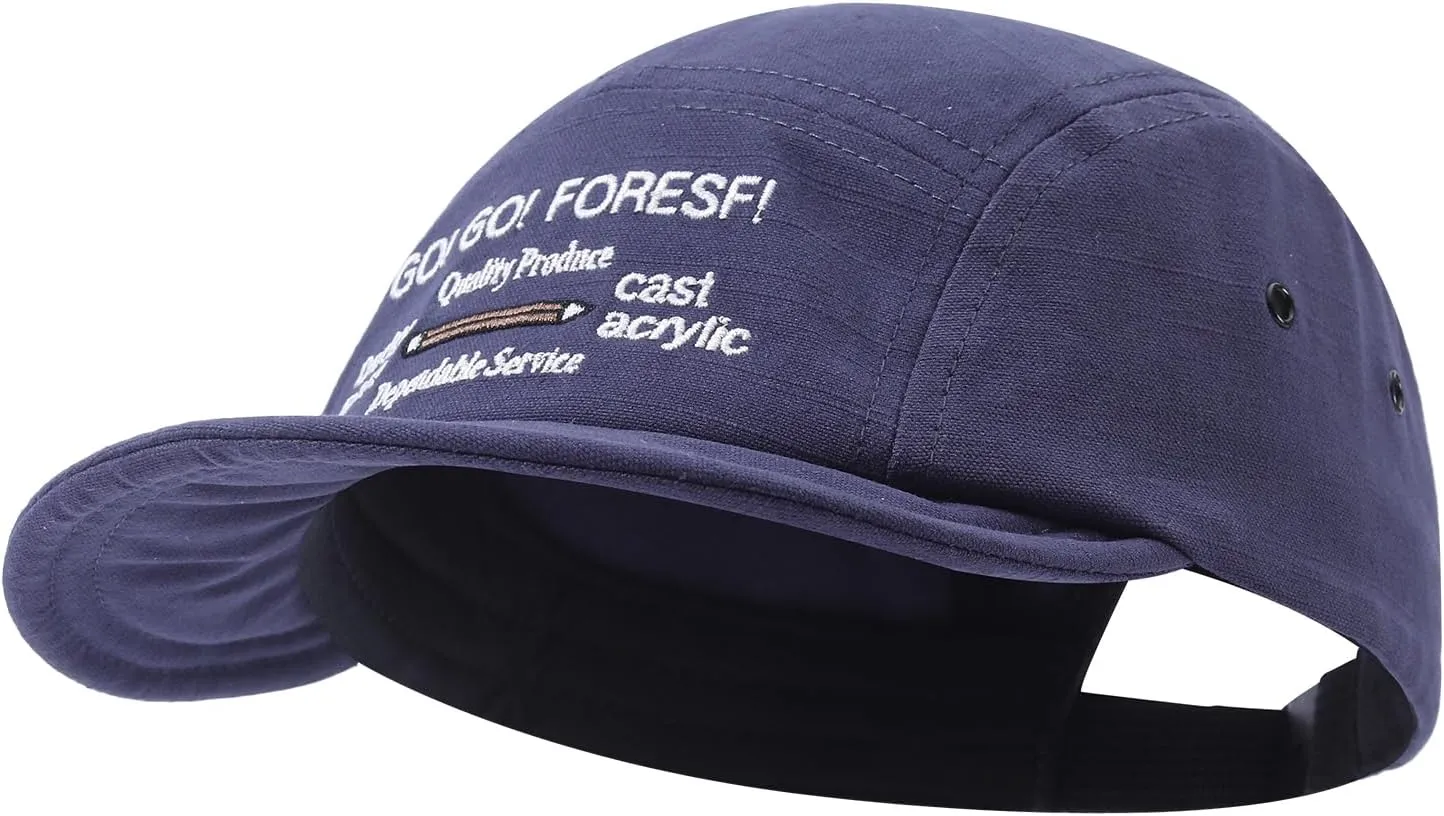 Snapback 5 Panel Baseball Cap Soft Short Brim Hats for Men Cotton Trucker Hat Low Profile Dad Hats Short Cadet Caps