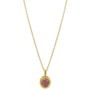 Tarnish Resistant 14k Gold Plated Pink Stone Necklace