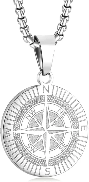Viking Rune, Celtic Cross, Thor??s Hammer & Compass Necklace ?C Norse & Celtic Stainless Steel Pendants on 24?? Chains ?C Gift Jewelry for Men & Women