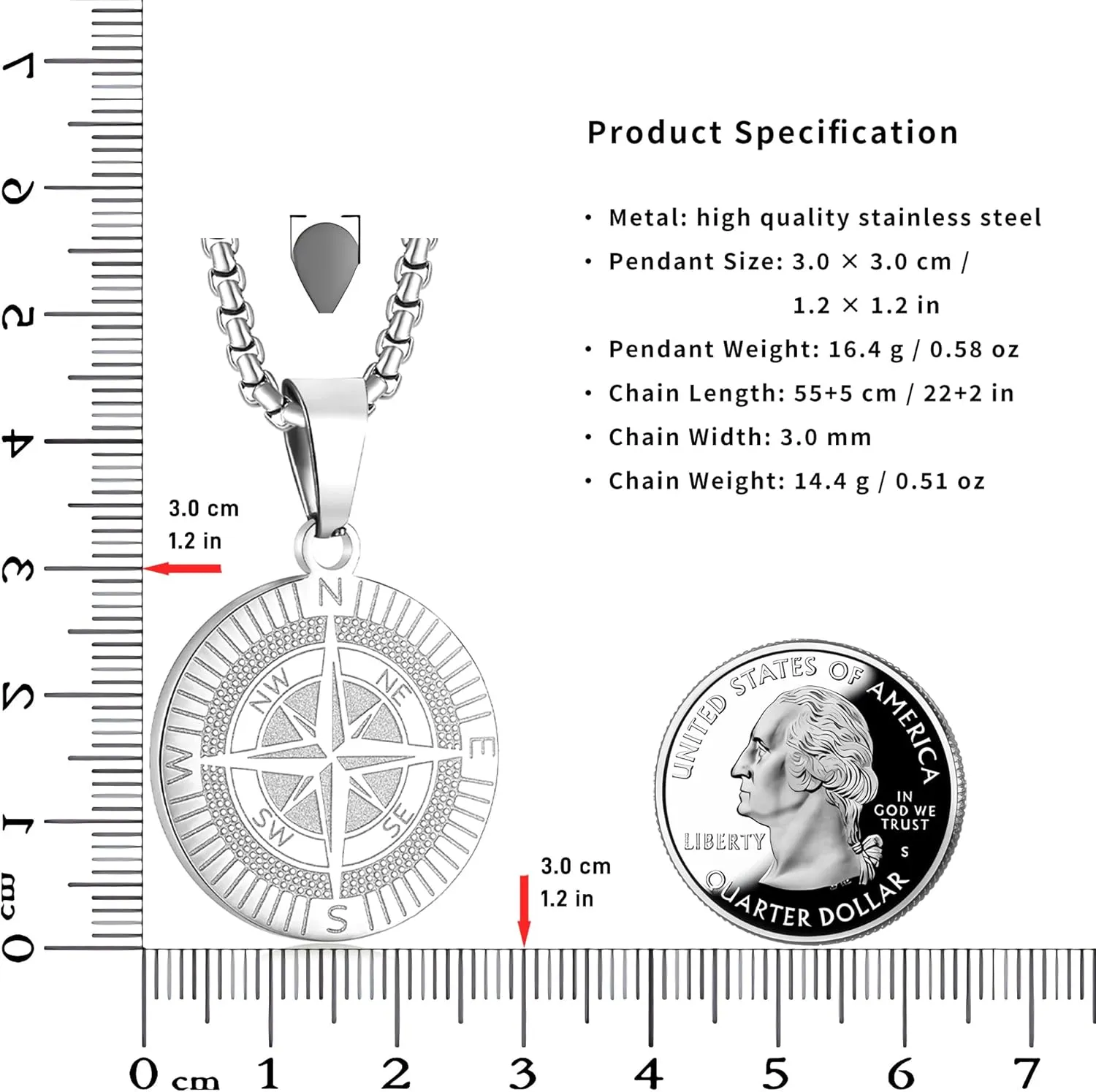 Viking Rune, Celtic Cross, Thor??s Hammer & Compass Necklace ?C Norse & Celtic Stainless Steel Pendants on 24?? Chains ?C Gift Jewelry for Men & Women