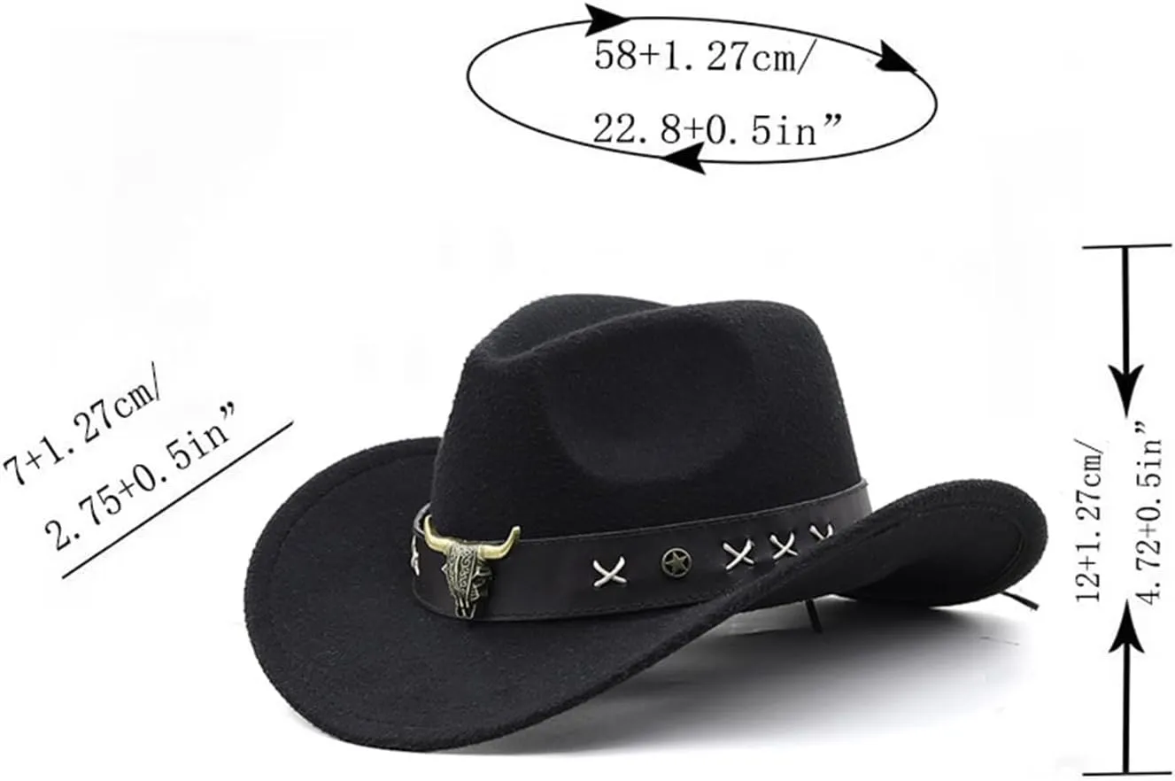 Vintage Country Western Fedora Hat Cowgirl Hat Leathers Band Cowgirl Hat for Photo ps Headwaer Gifts, Big Red