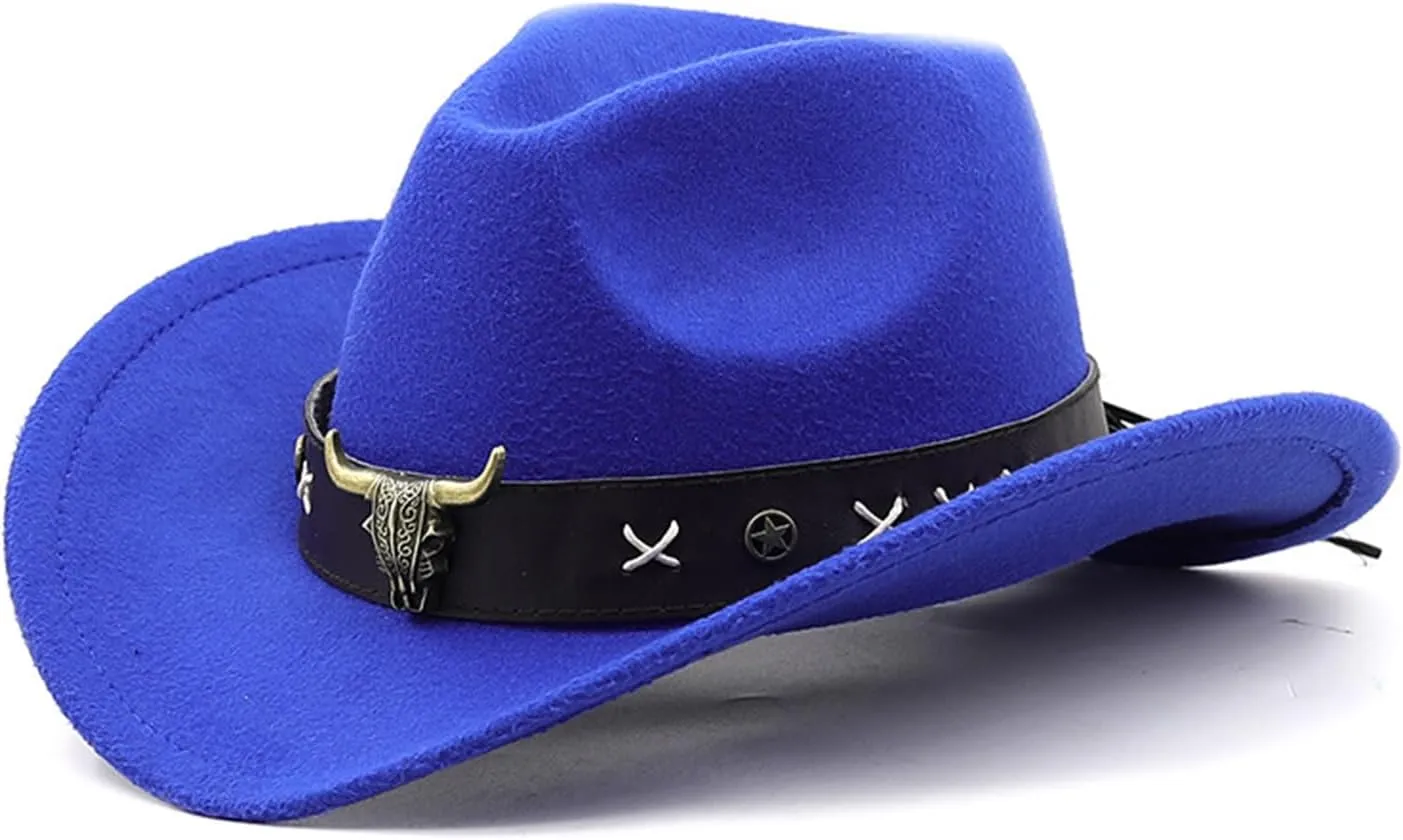 Vintage Country Western Fedora Hat Cowgirl Hat Leathers Band Cowgirl Hat for Photo ps Headwaer Gifts, Big Red