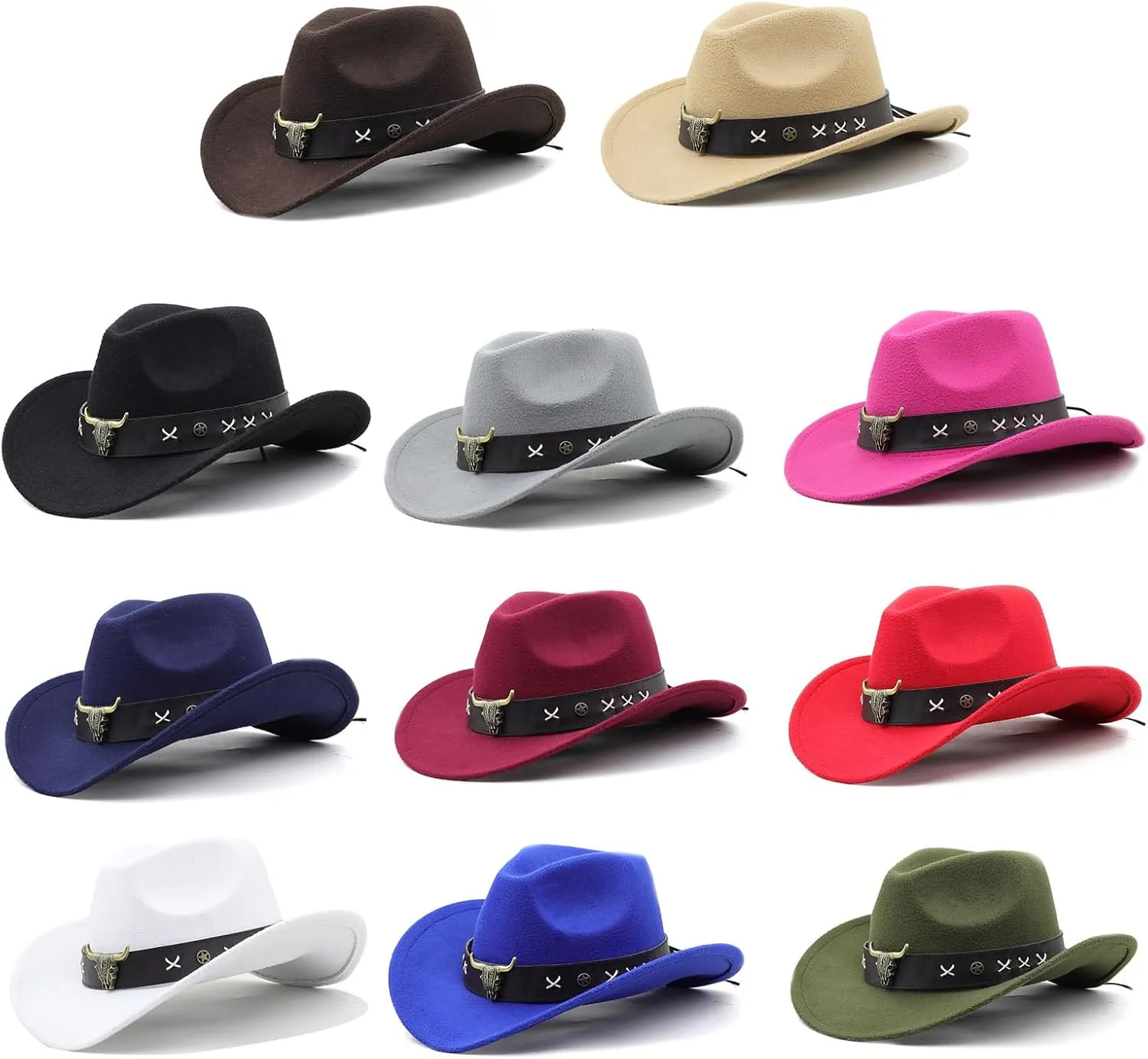 Vintage Country Western Fedora Hat Cowgirl Hat Leathers Band Cowgirl Hat for Photo ps Headwaer Gifts White