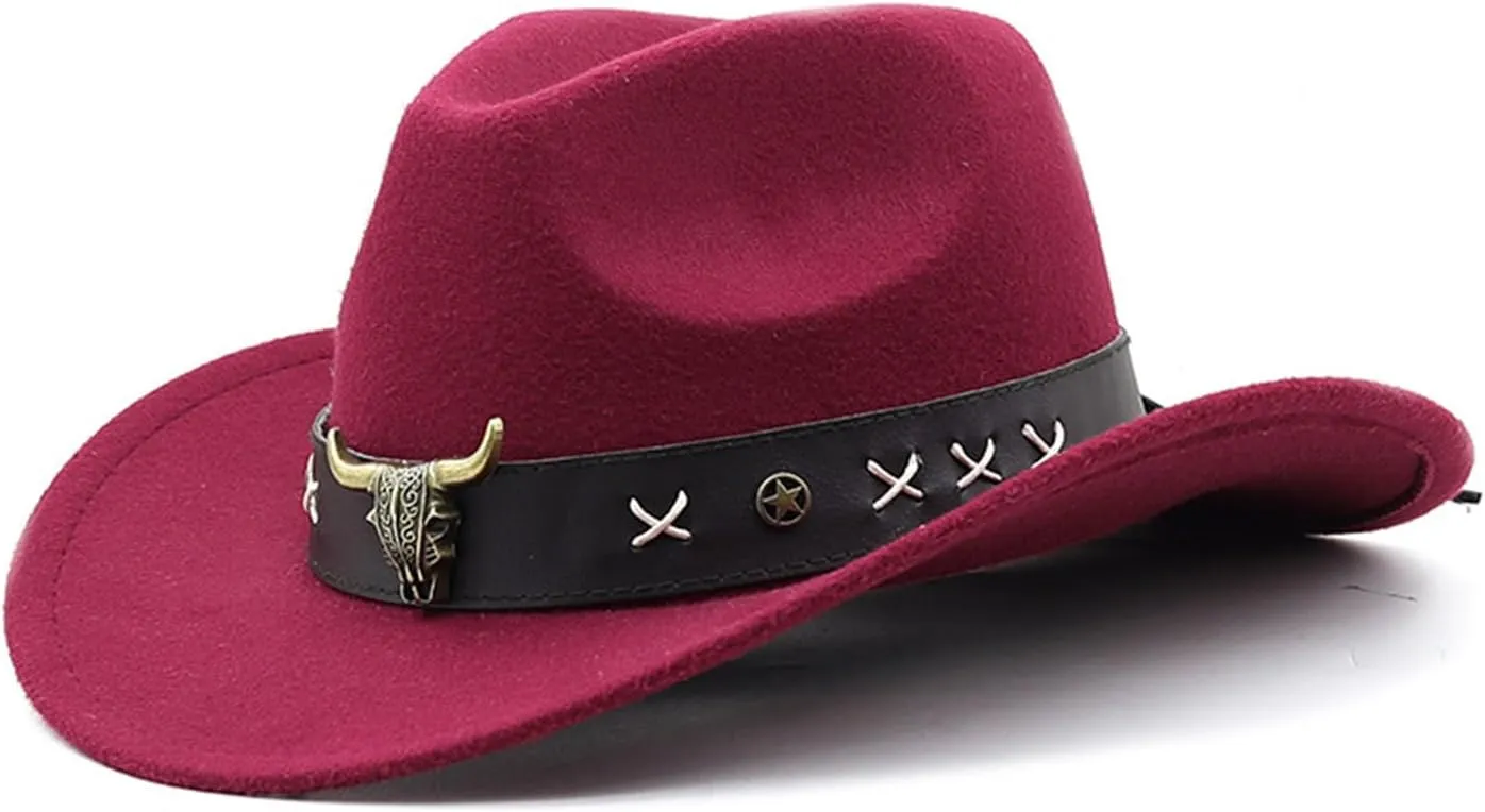Vintage Country Western Fedora Hat Cowgirl Hat Leathers Band Cowgirl Hat for Photo ps Headwaer Gifts White