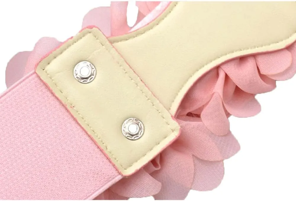 Women Lace Rose Flower Stretchy Elastic Waist Belt Dress Corset Waistband